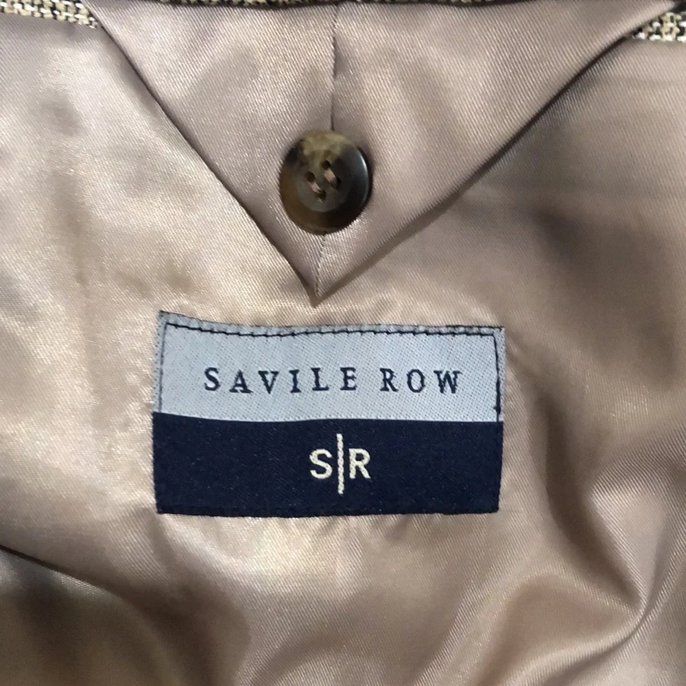 Savile Row Silk Blazer Size 44R Beige Brown Tweed